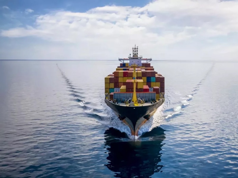 Container ship under way at sea